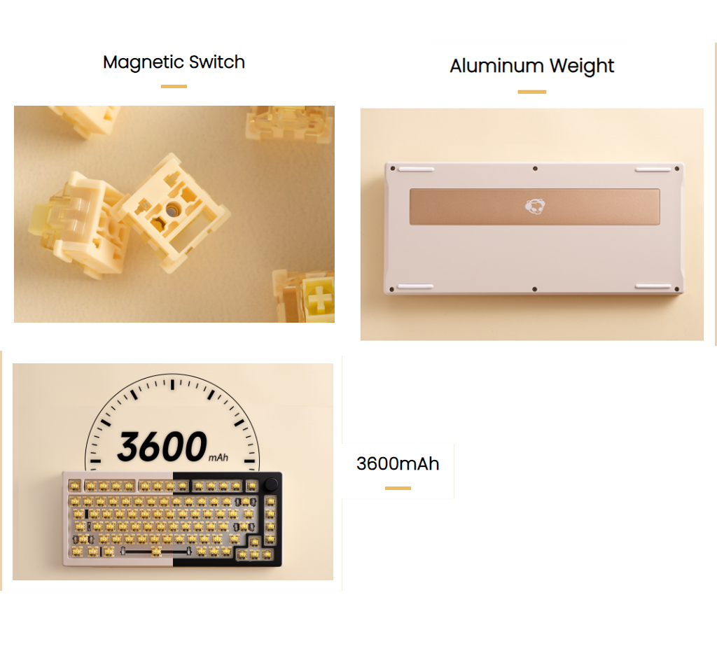Akko Mod007b-HE Cream White + Cream Yellow Magnetic Switch Keyboard
