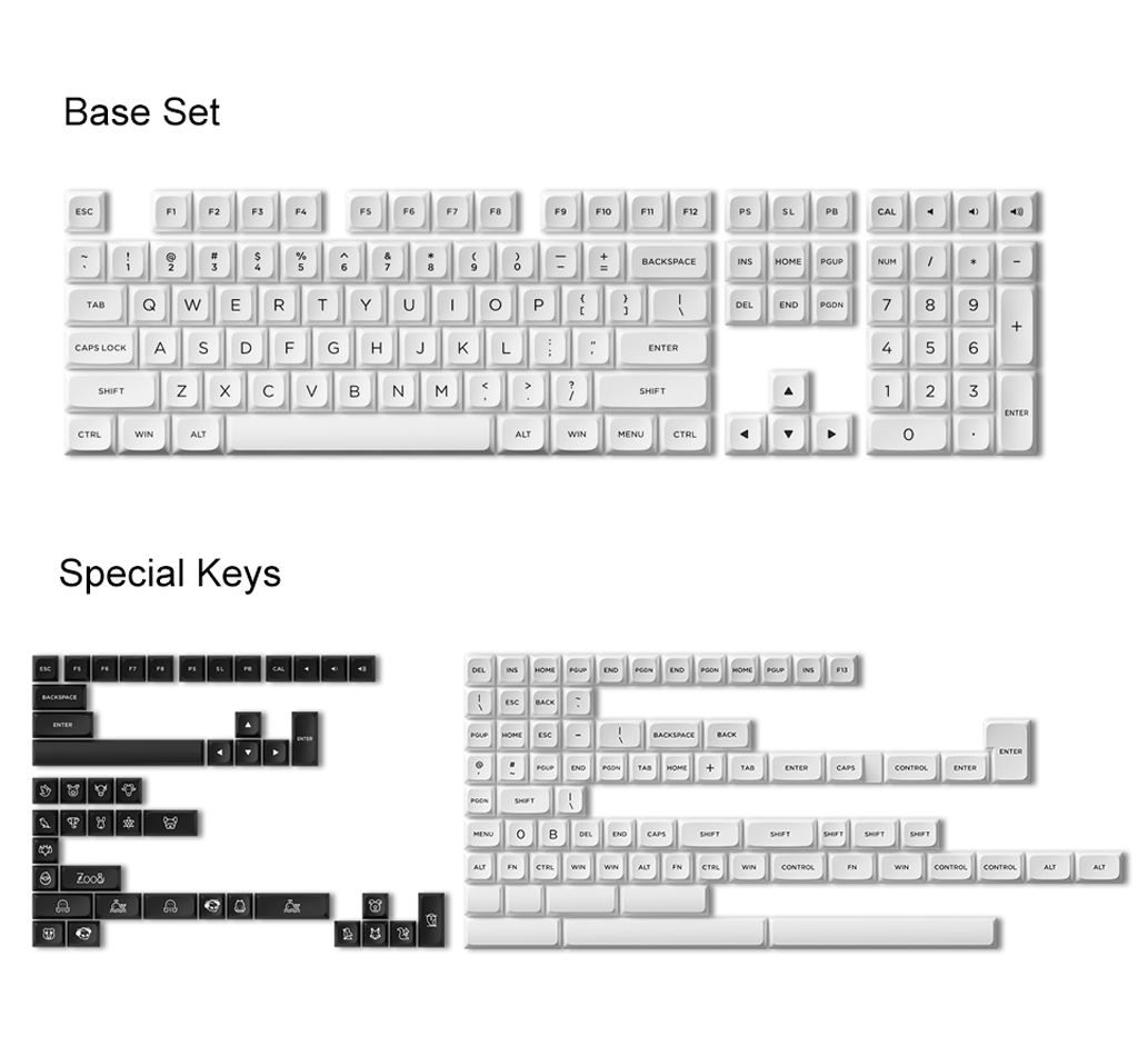 AKKO BOW (Black on White) MDA Keycap Set