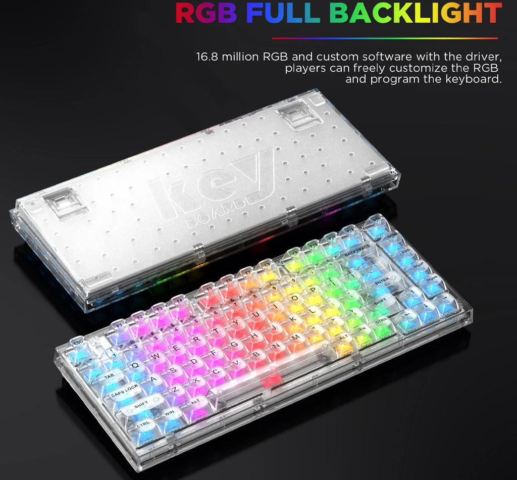 Yunzii X75 82 Keys Wired Hot Swappable Gasket Transparent Mechanical Keyboard