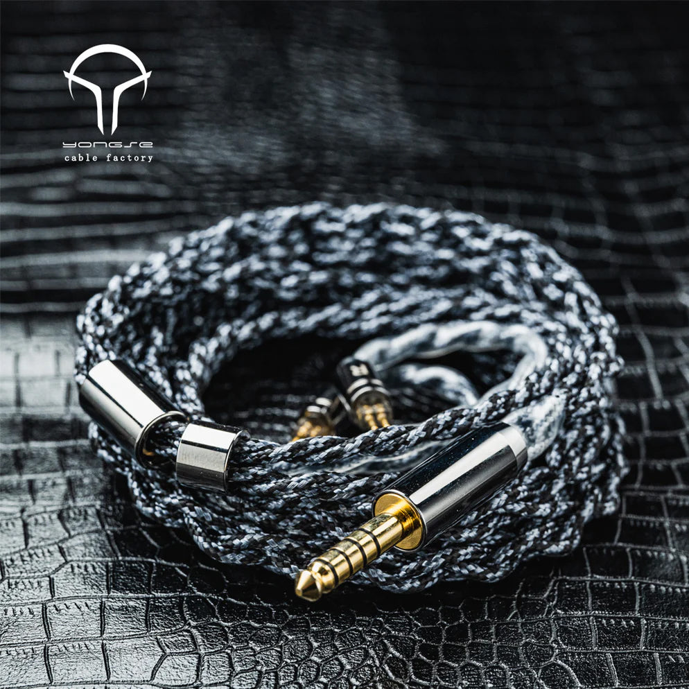 YONGSE VENOM 4 STRANDS 6N SILVER PLATED CRYSTAL COPPER EARPHONES UPGRADE CABLE 1.2M(3.5MM/0.78)