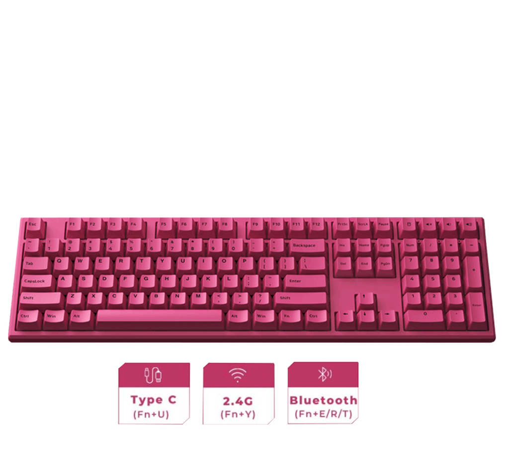 Monsgeek MG108B Rose Red Keycaps (CHERRY) Multi-Mode Full Keyboard