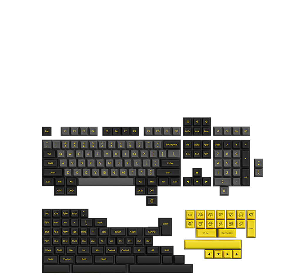 Akko Black & Gold Keycaps Set ABS SAL 195 Keys