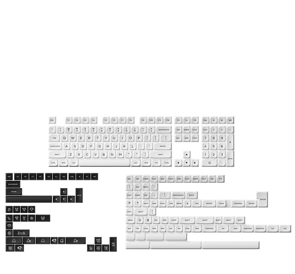 Akko BOW (Black on White) MDA Keycap Set