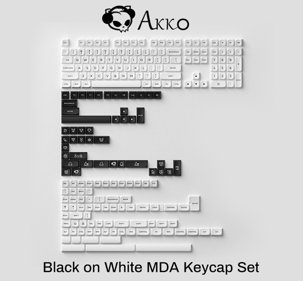 AKKO BOW (Black on White) MDA Keycap Set