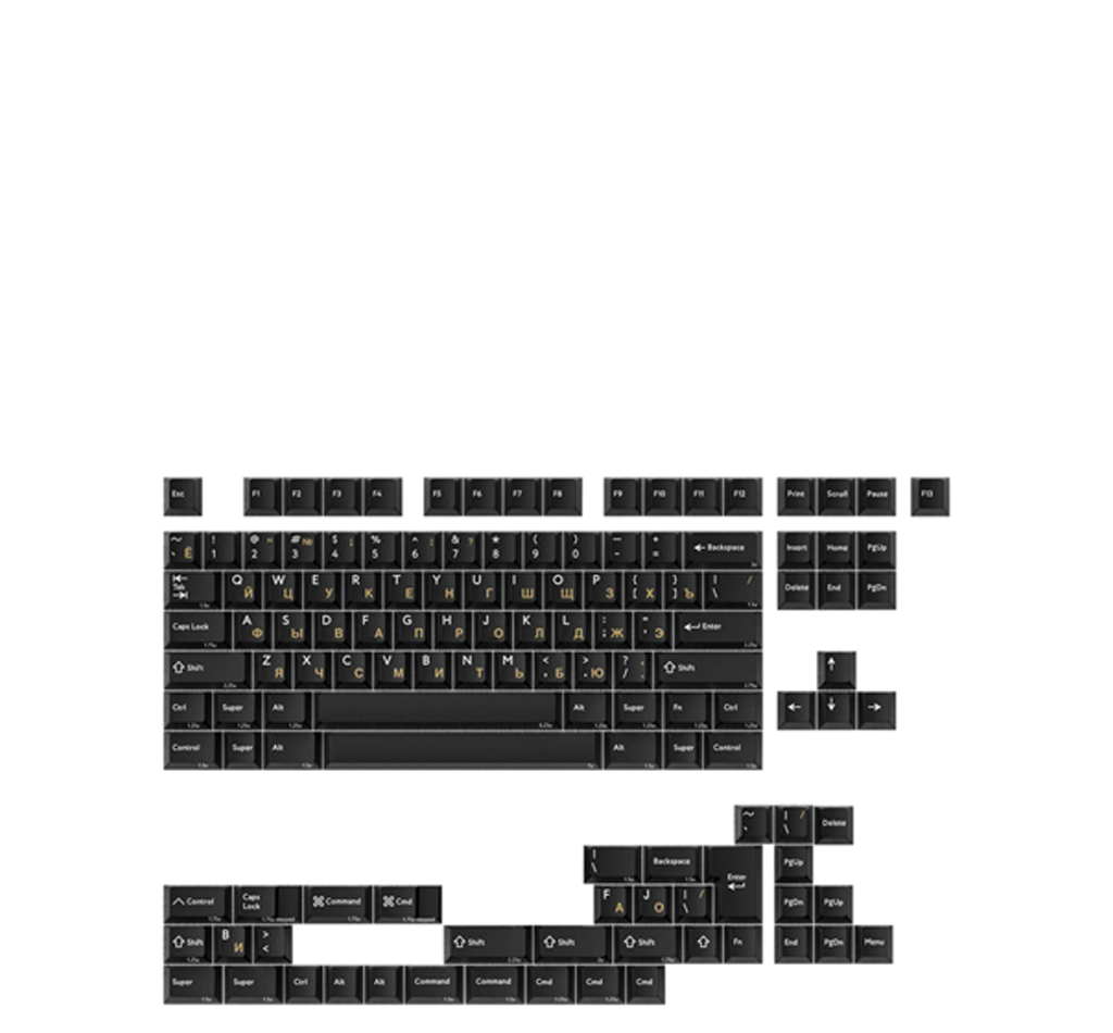 Kbdfans Pbtfans Golden Cyrrilic Keycaps