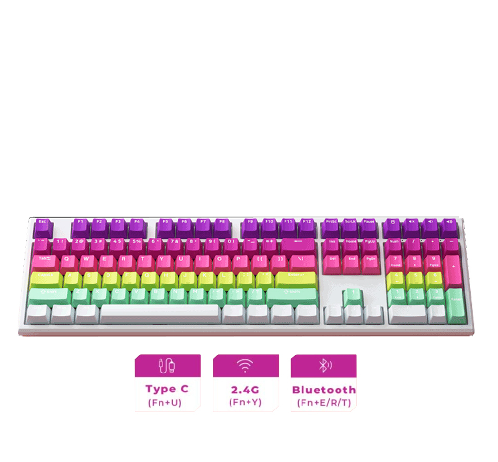 MONSGEEK MG108B  RAINBOW KEYCAPS (OEM) MULTI-MODE FULL KEYBOARD