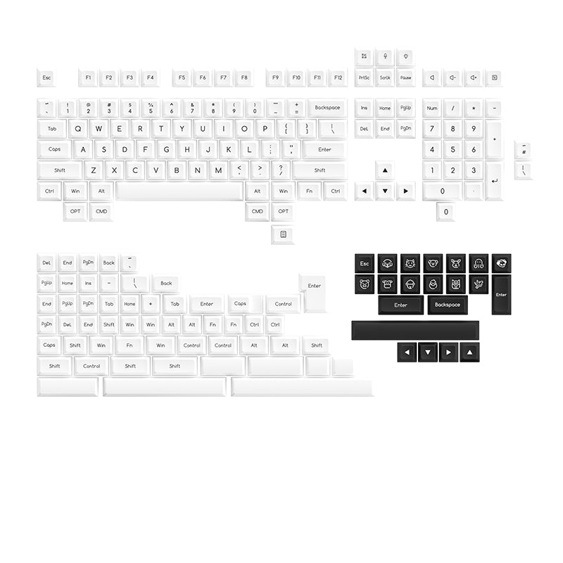 Akko White on Black/Black on White ABS SAL Keycap Set (195-Key)