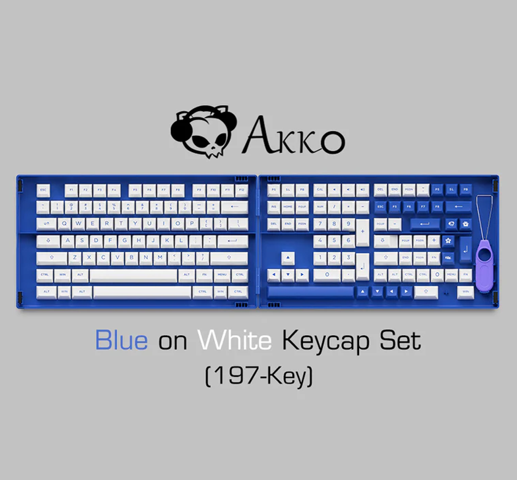 Akko Blue on White Keycap Set