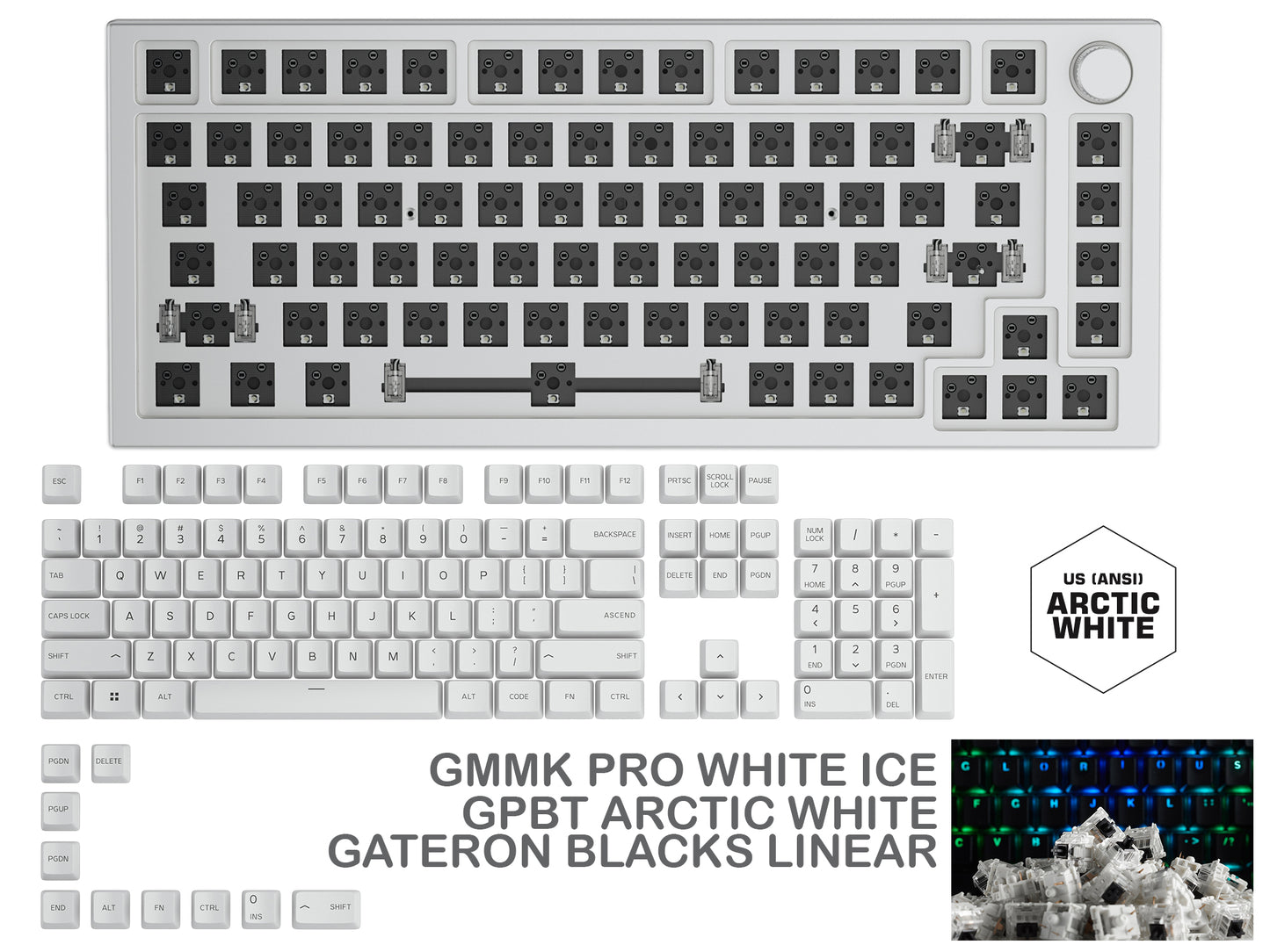 Glorious Gmmk Pro White Ice Prebuilt Keyboard