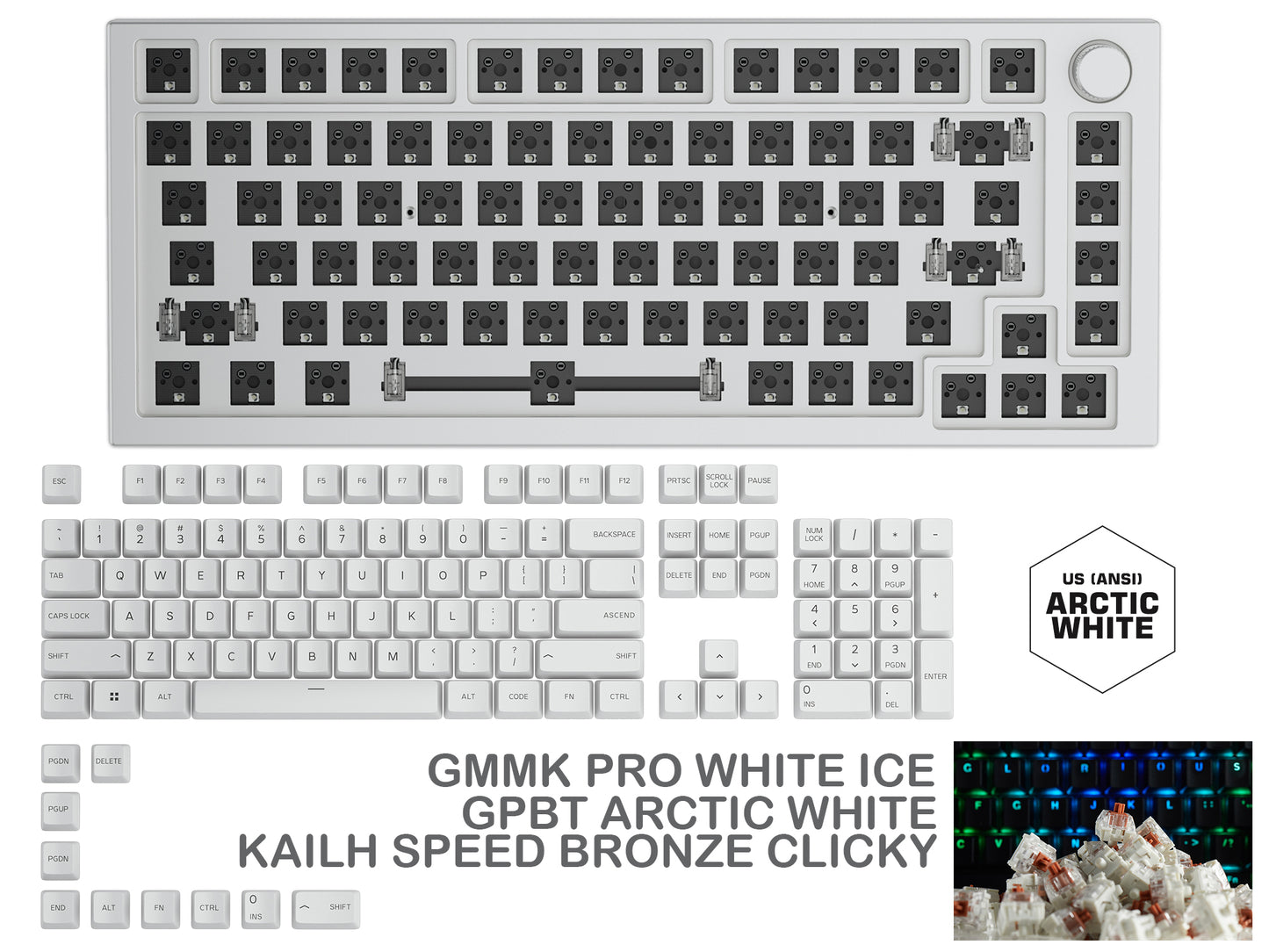 Glorious Gmmk Pro White Ice Prebuilt Keyboard