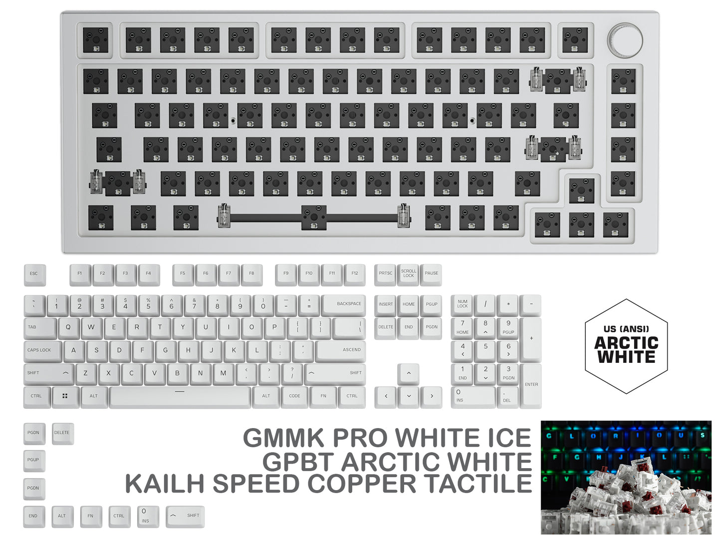 Glorious Gmmk Pro White Ice Prebuilt Keyboard