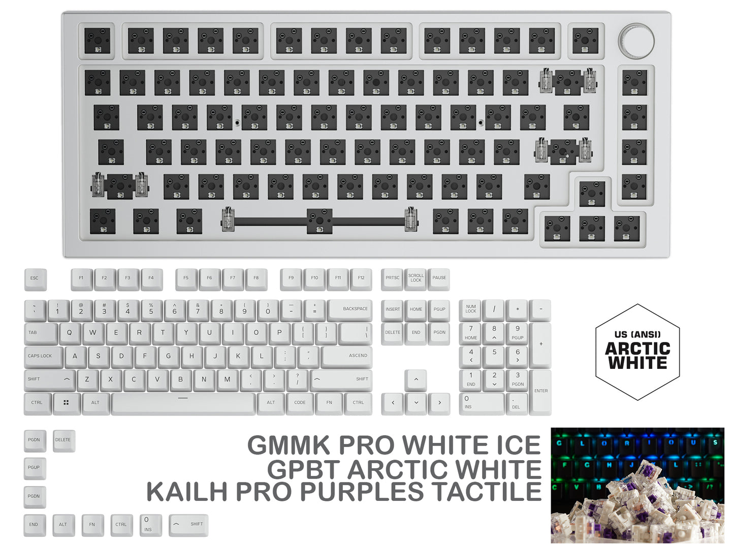 Glorious Gmmk Pro White Ice Prebuilt Keyboard