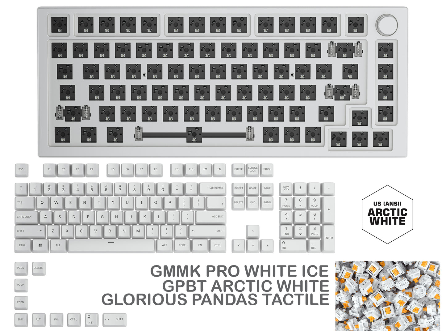 GLORIOUS GMMK PRO WHITE ICE PREBUILT KEYBOARD