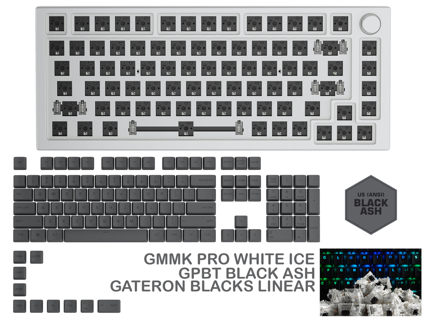 Glorious Gmmk Pro White Ice Prebuilt Keyboard