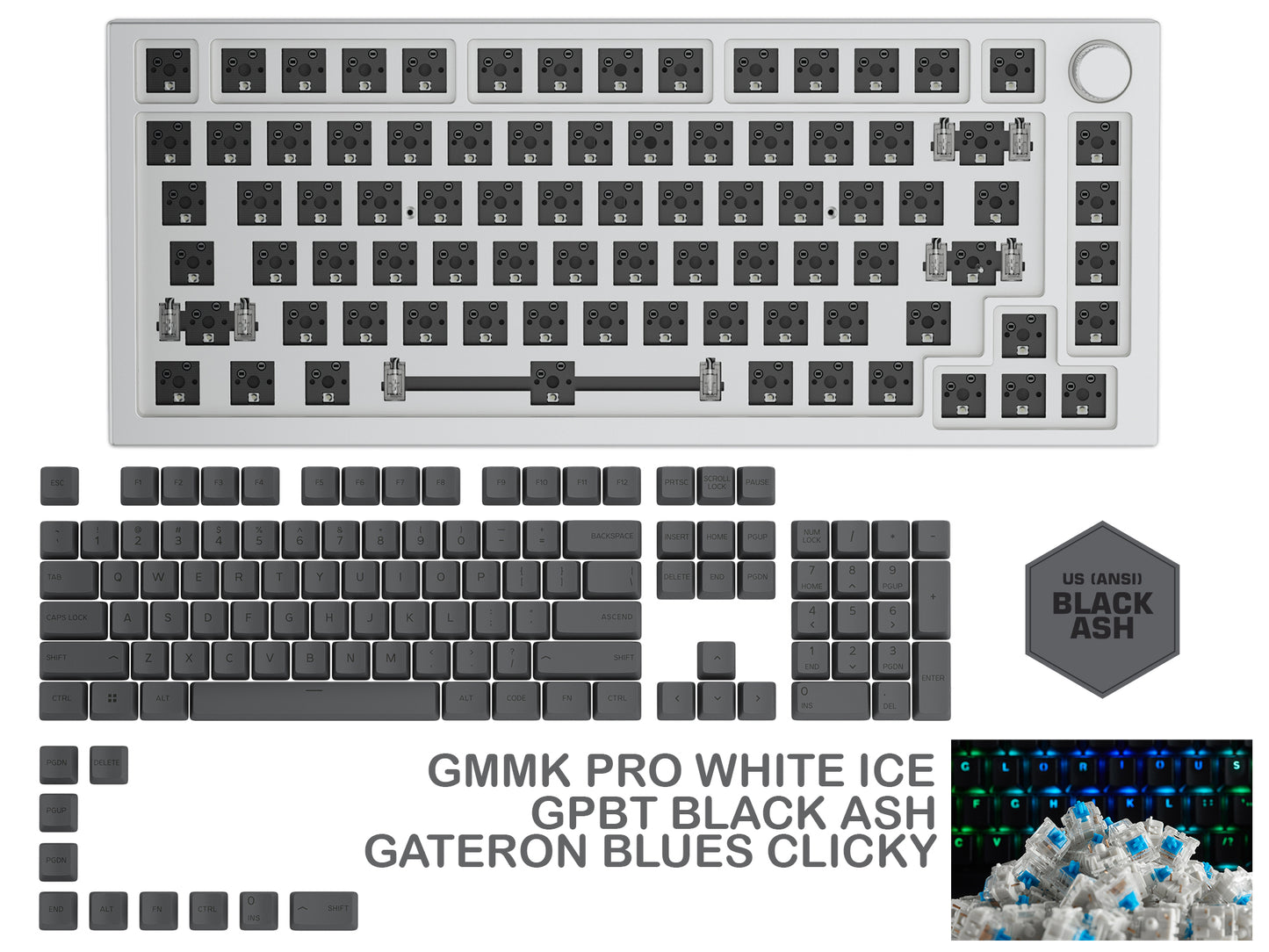 Glorious Gmmk Pro White Ice Prebuilt Keyboard