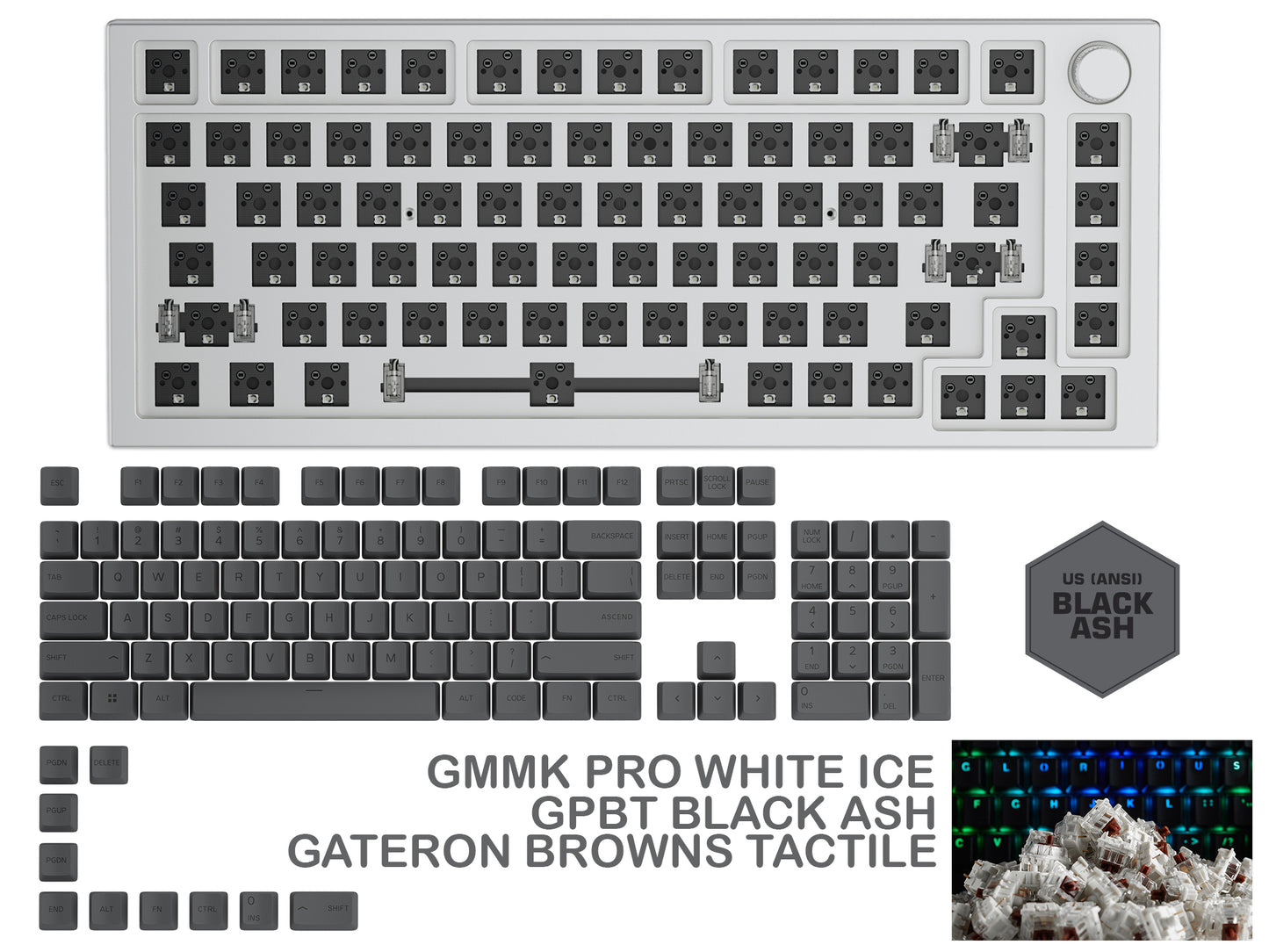 GLORIOUS GMMK PRO WHITE ICE PREBUILT KEYBOARD