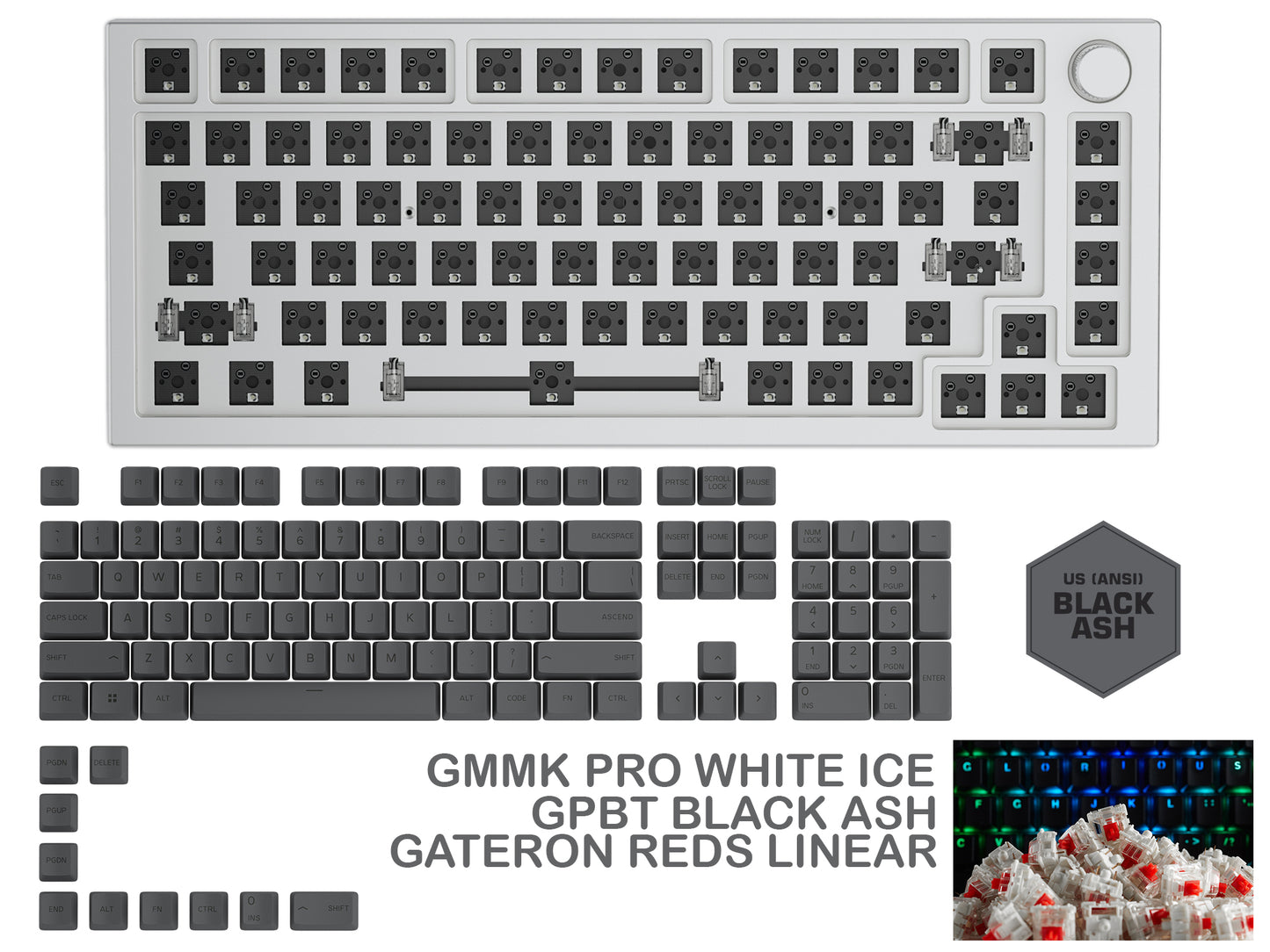 GLORIOUS GMMK PRO WHITE ICE PREBUILT KEYBOARD