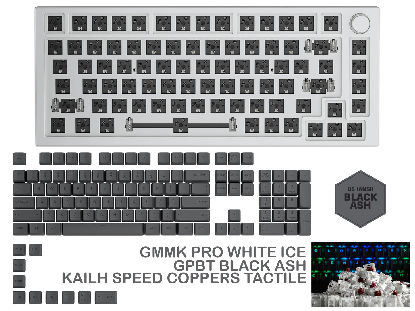 GLORIOUS GMMK PRO WHITE ICE PREBUILT KEYBOARD