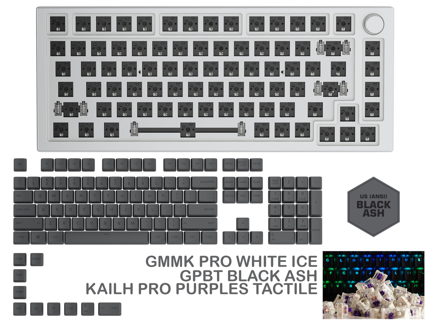 GLORIOUS GMMK PRO WHITE ICE PREBUILT KEYBOARD