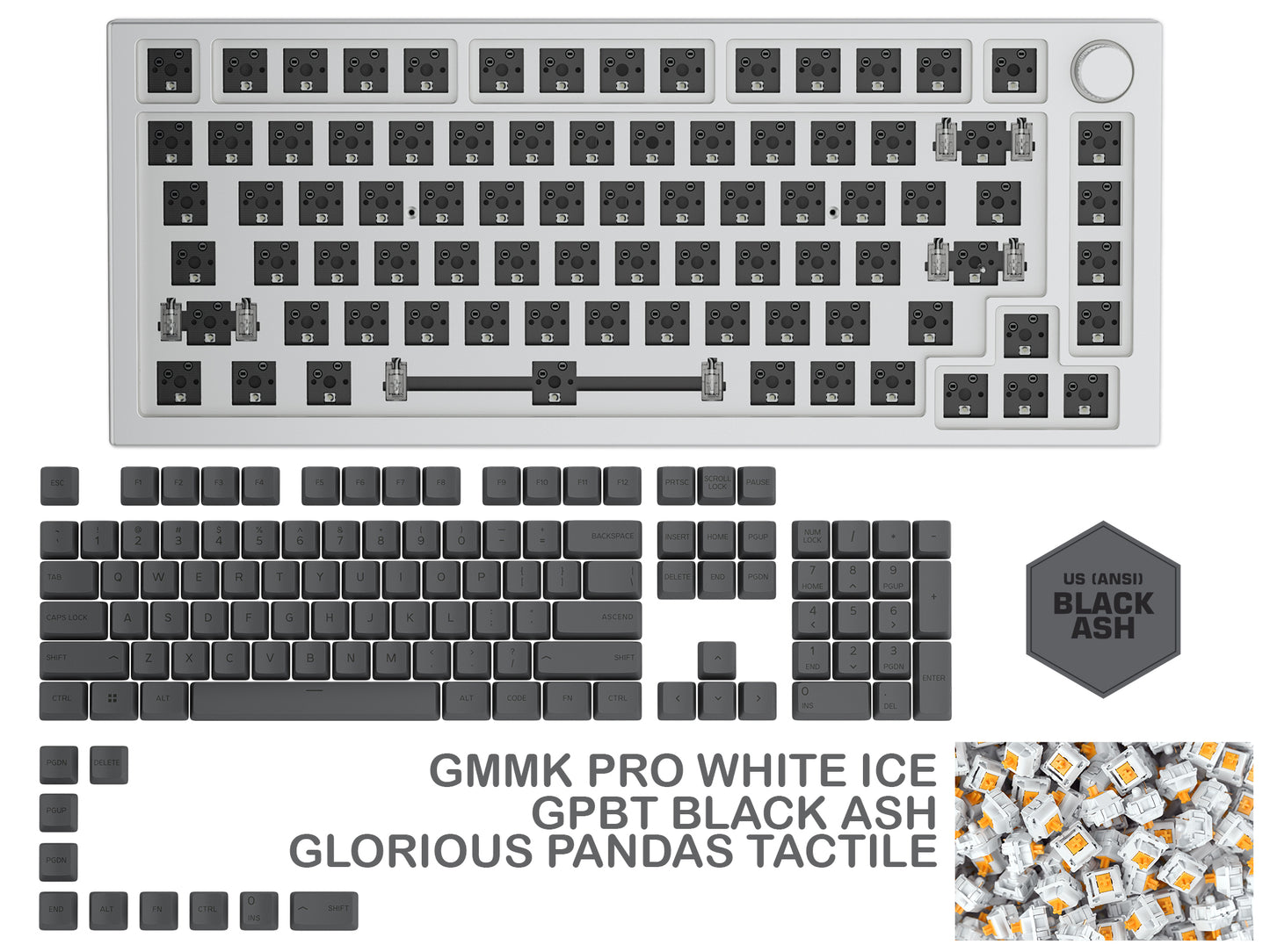 GLORIOUS GMMK PRO WHITE ICE PREBUILT KEYBOARD