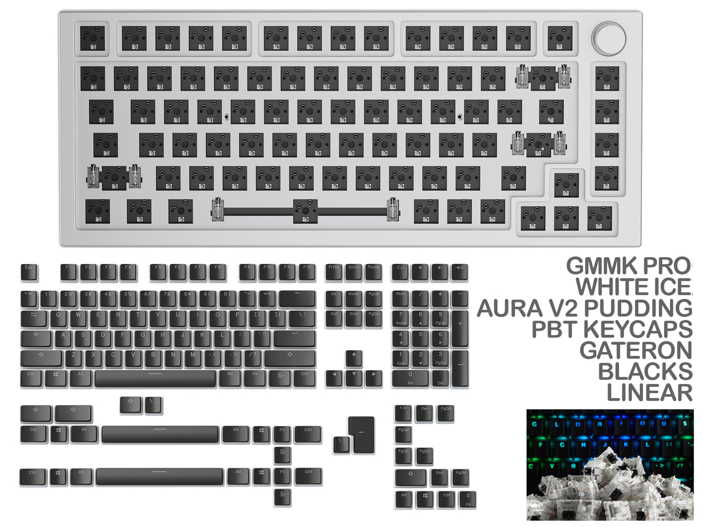 Glorious Gmmk Pro White Ice Prebuilt Keyboard