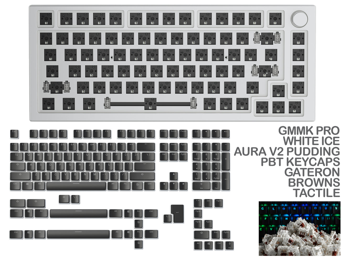 GLORIOUS GMMK PRO WHITE ICE PREBUILT KEYBOARD