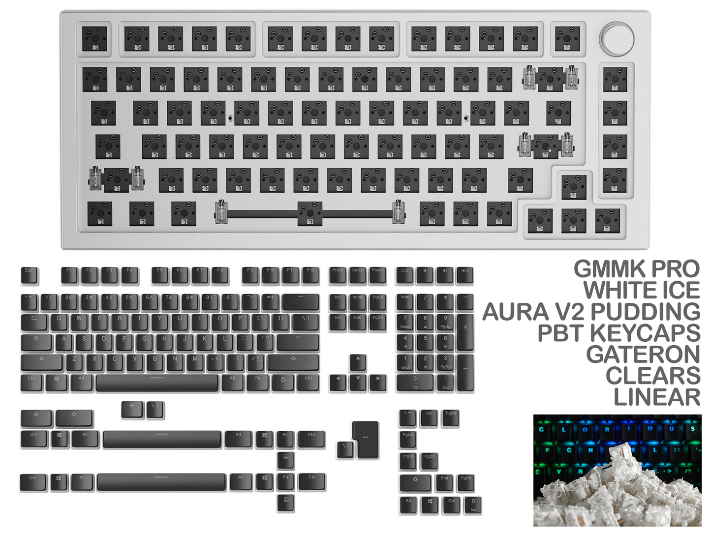 Glorious Gmmk Pro White Ice Prebuilt Keyboard