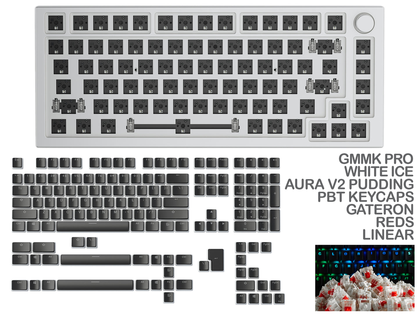 Glorious Gmmk Pro White Ice Prebuilt Keyboard