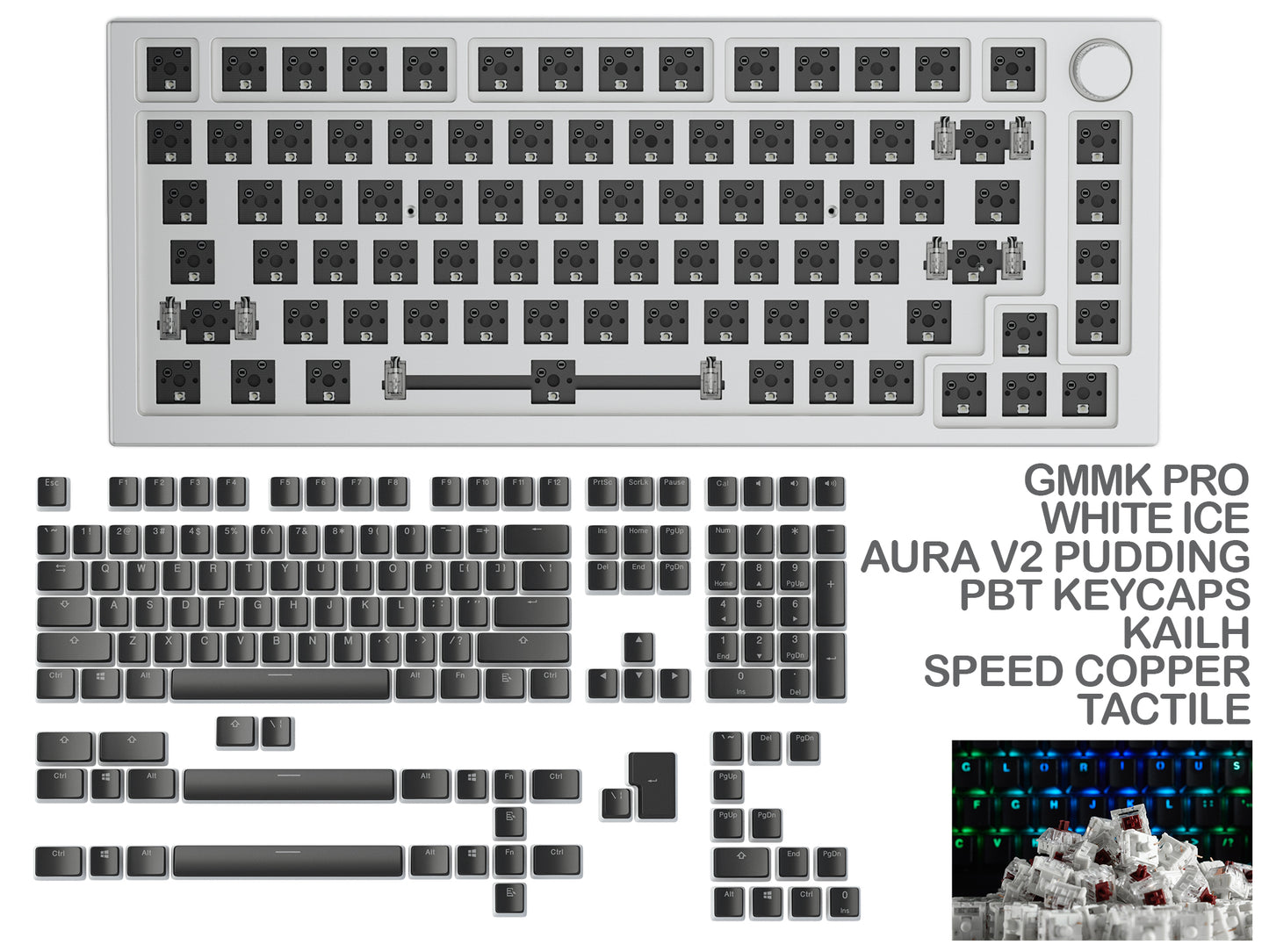 Glorious Gmmk Pro White Ice Prebuilt Keyboard