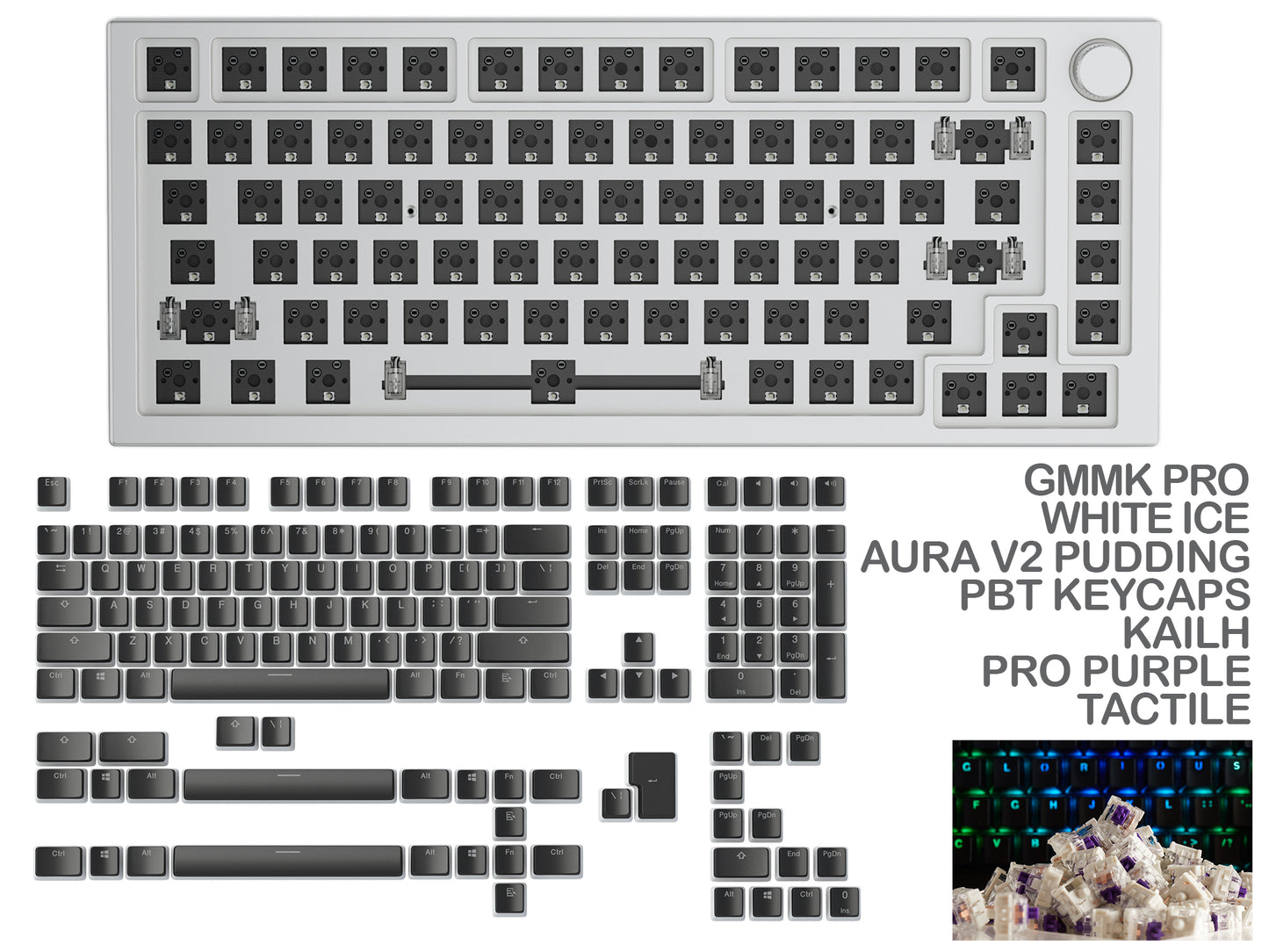 Glorious Gmmk Pro White Ice Prebuilt Keyboard