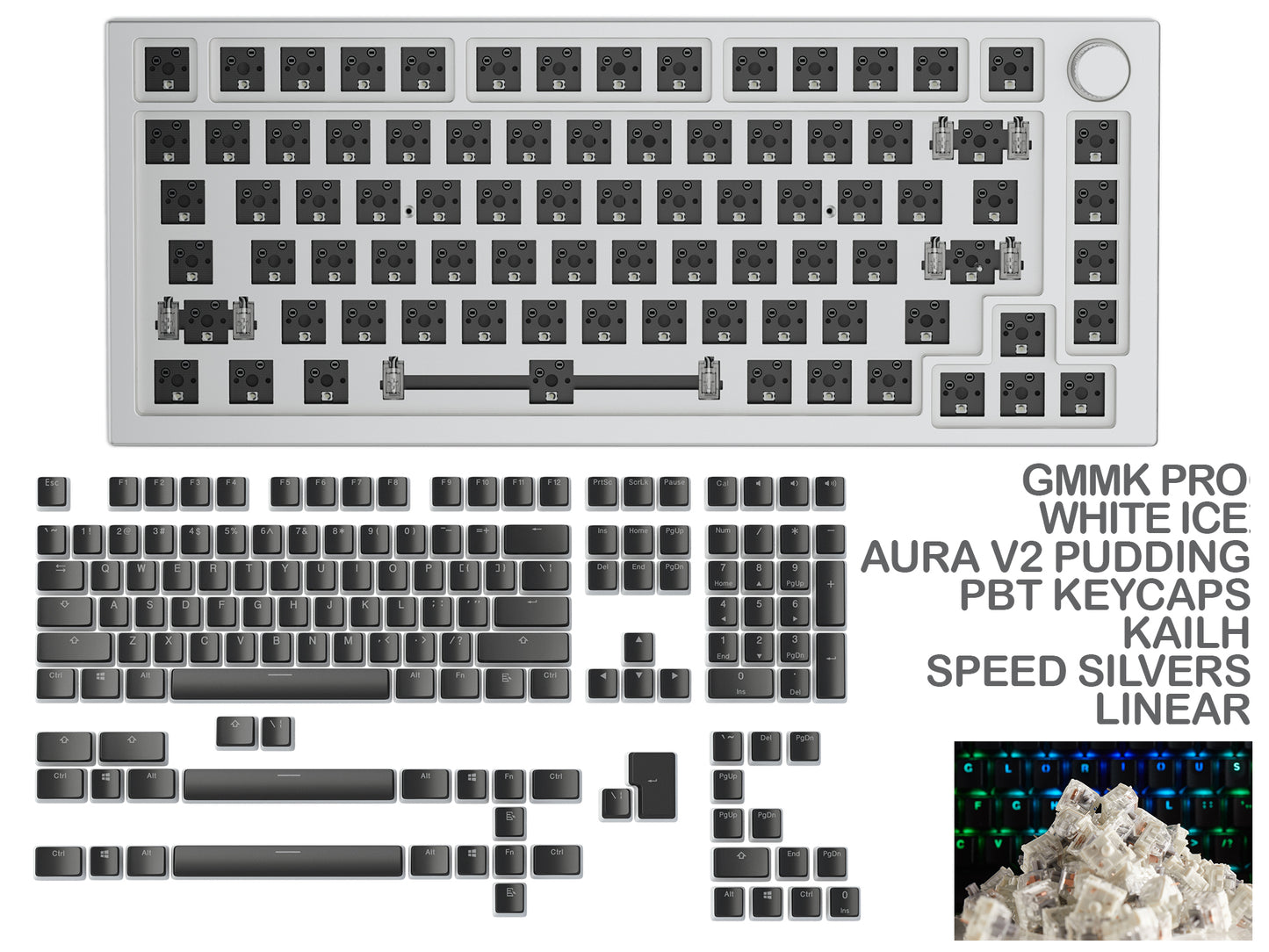 Glorious Gmmk Pro White Ice Prebuilt Keyboard