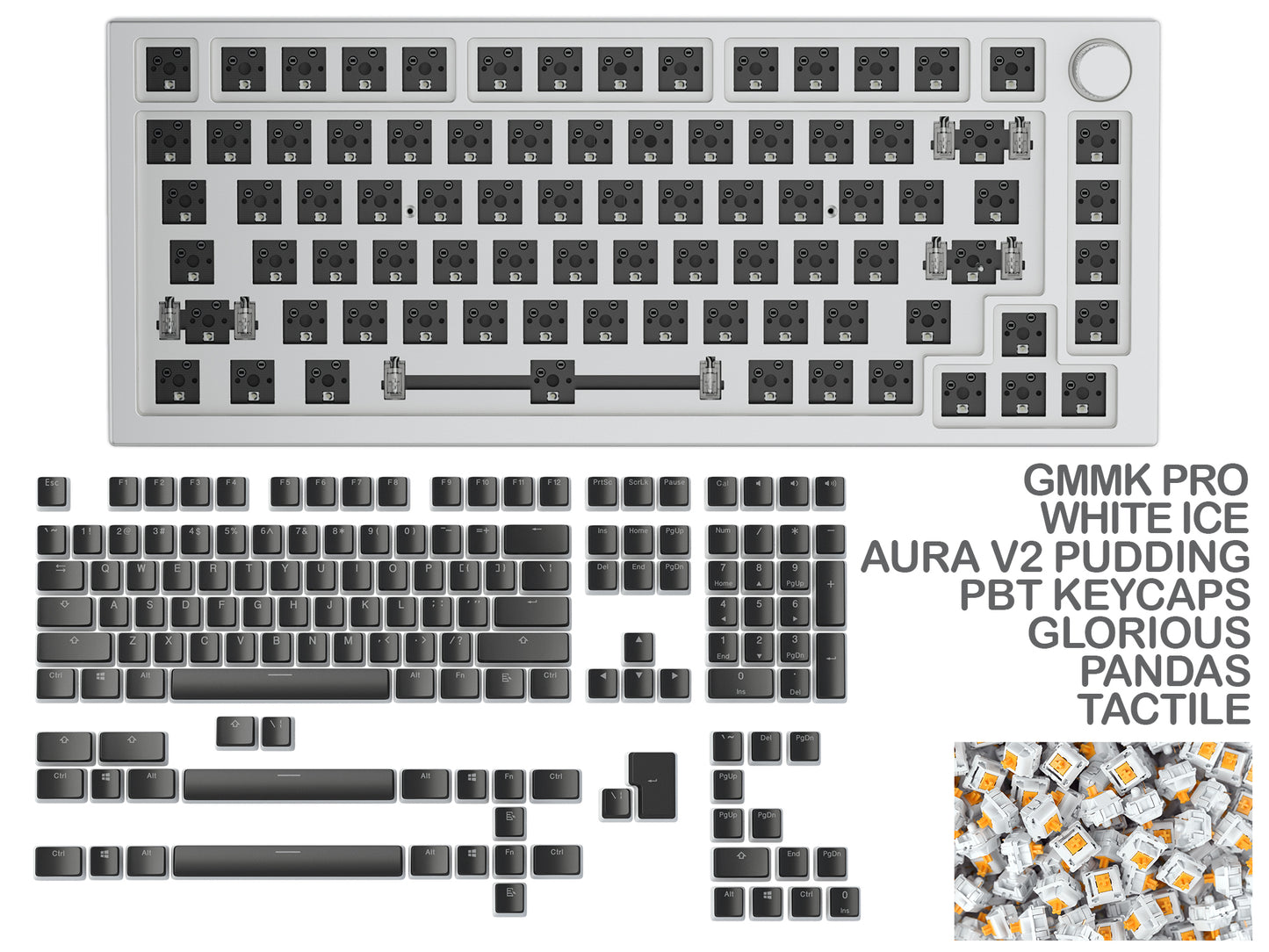 GLORIOUS GMMK PRO WHITE ICE PREBUILT KEYBOARD