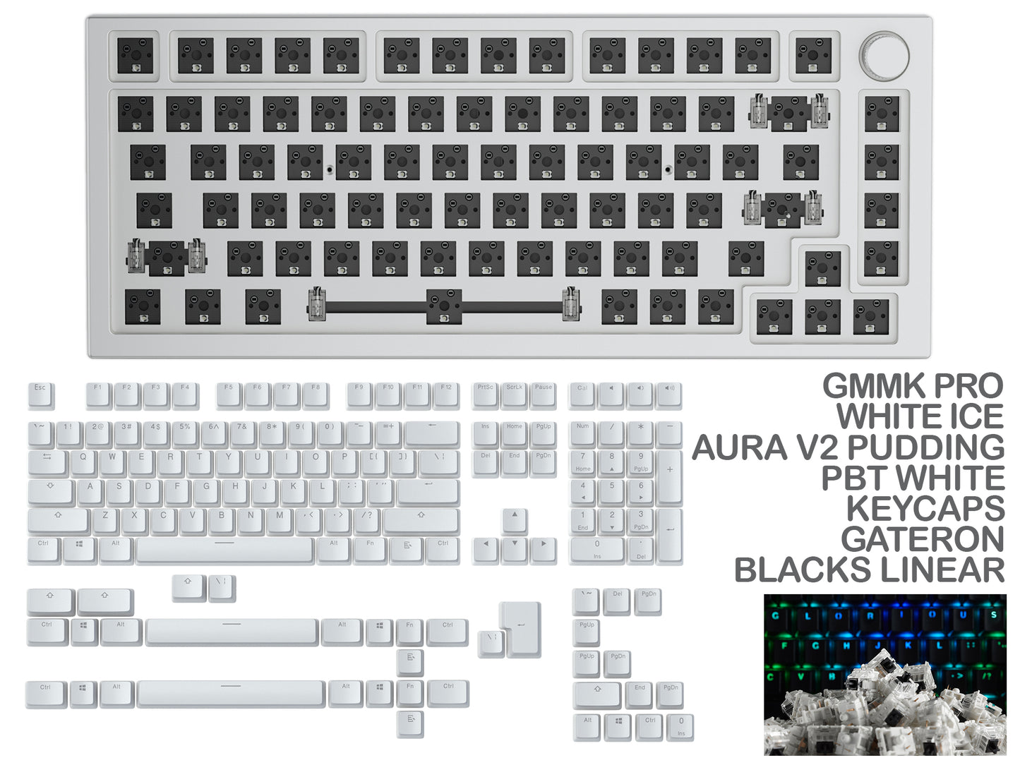 Glorious Gmmk Pro White Ice Prebuilt Keyboard