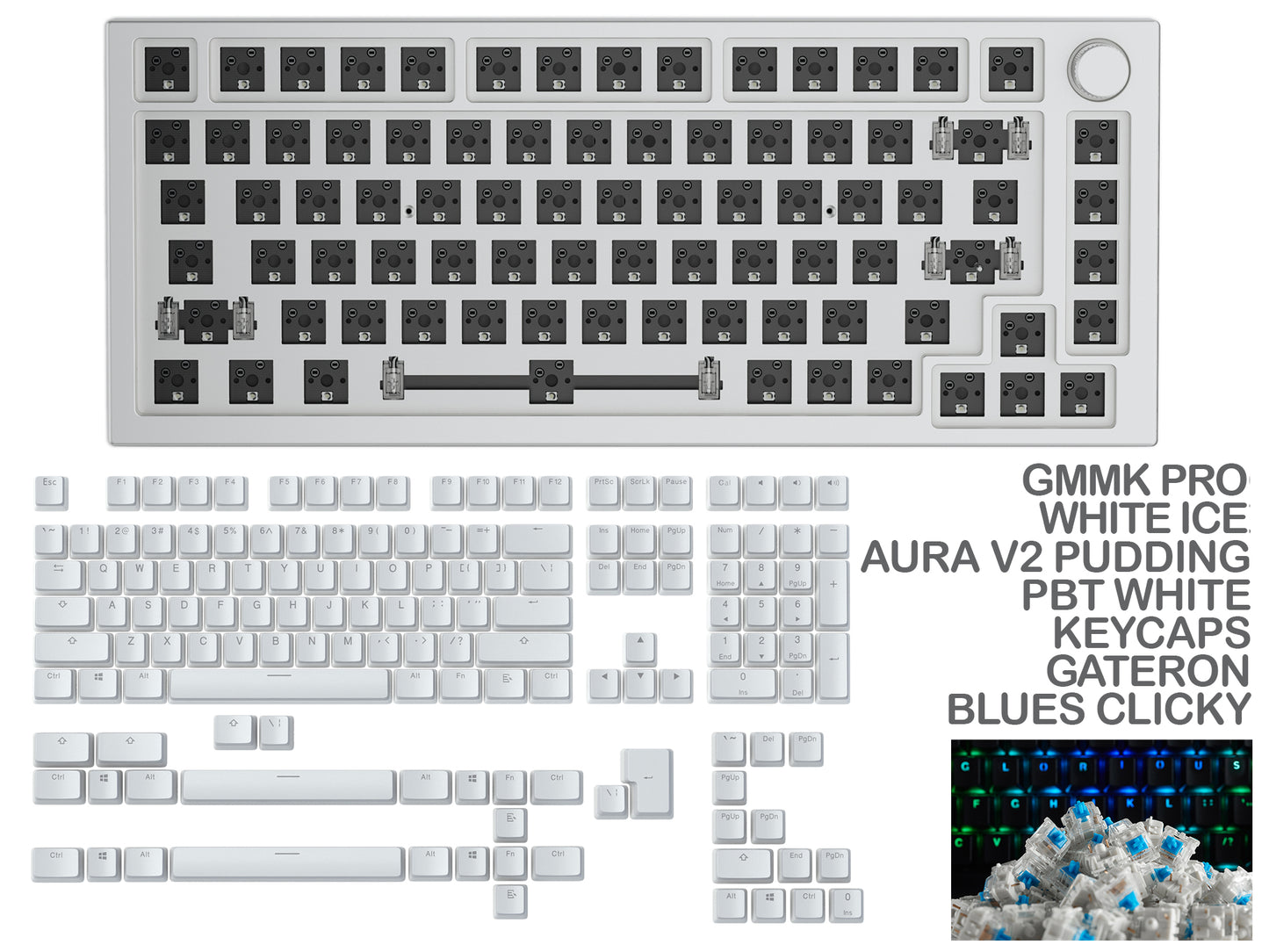 Glorious Gmmk Pro White Ice Prebuilt Keyboard