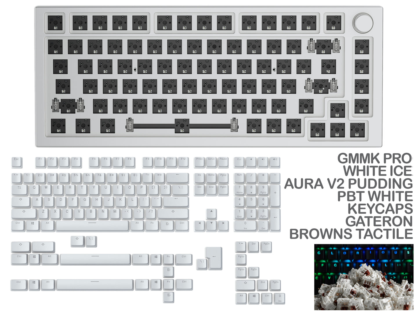 Glorious Gmmk Pro White Ice Prebuilt Keyboard