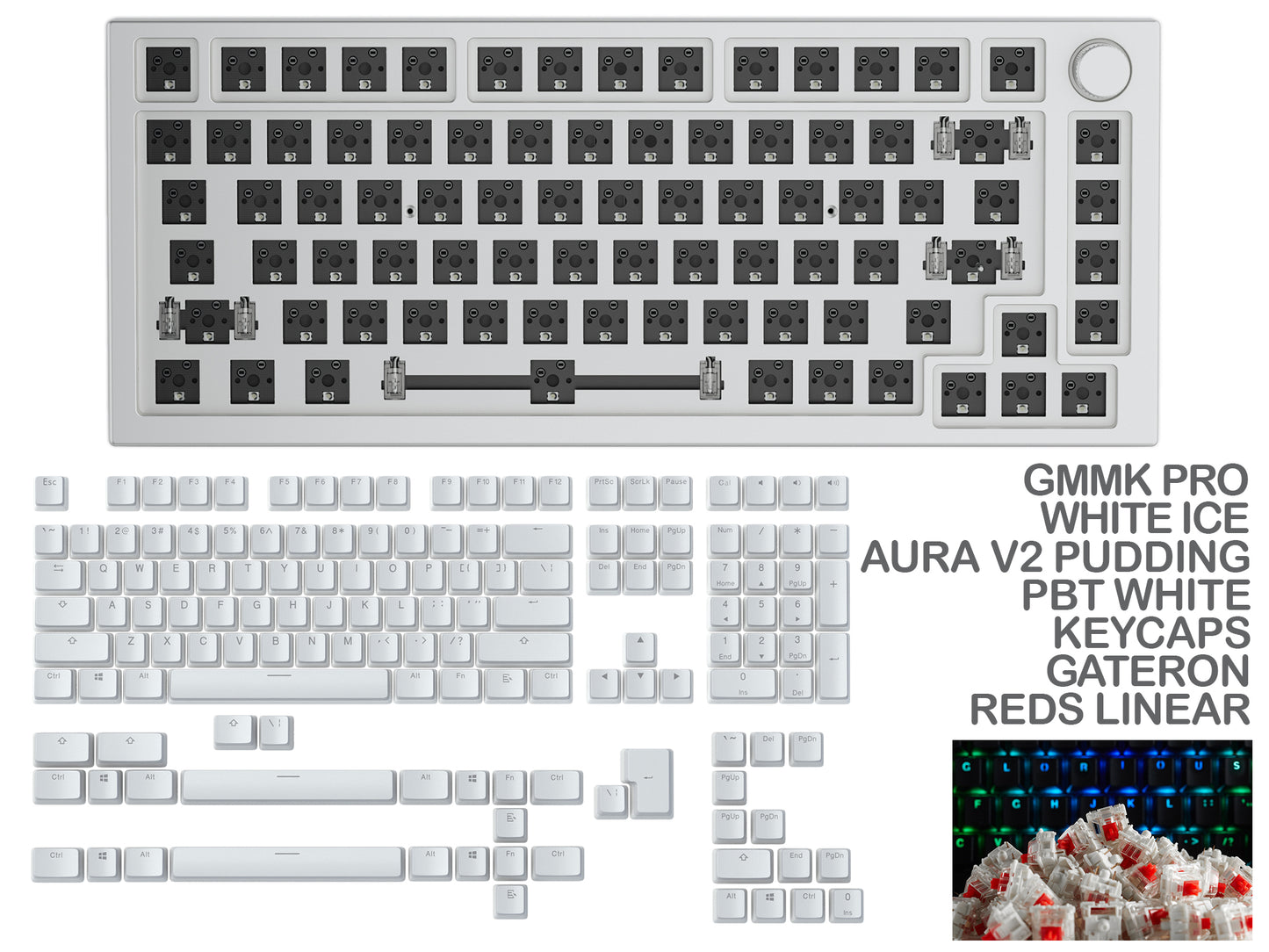 Glorious Gmmk Pro White Ice Prebuilt Keyboard
