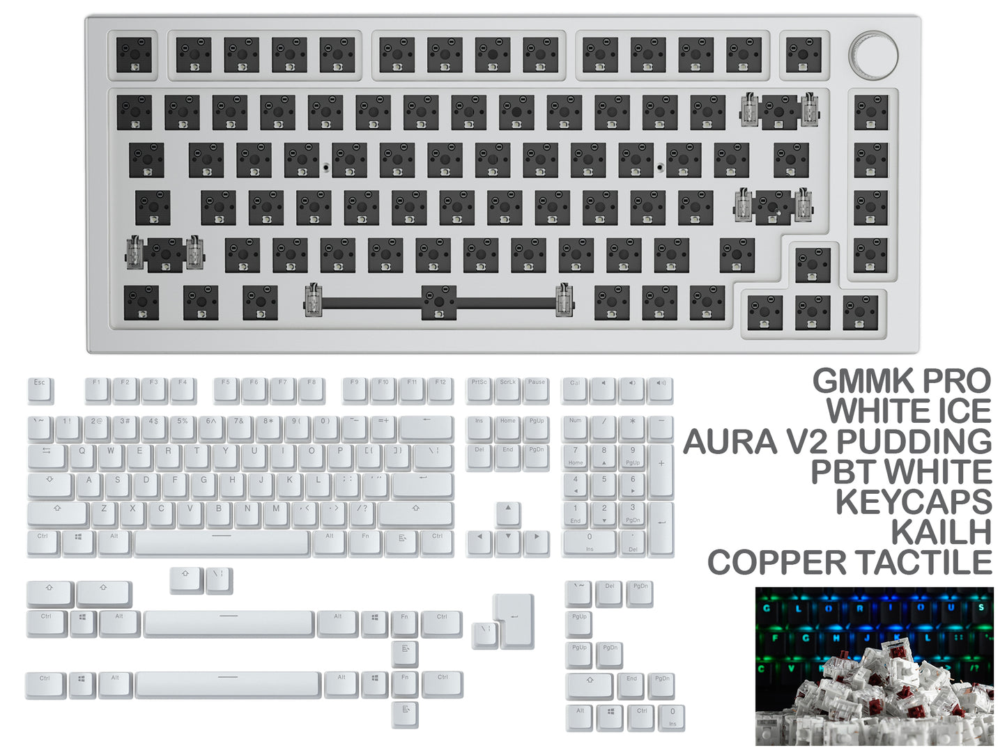 GLORIOUS GMMK PRO WHITE ICE PREBUILT KEYBOARD