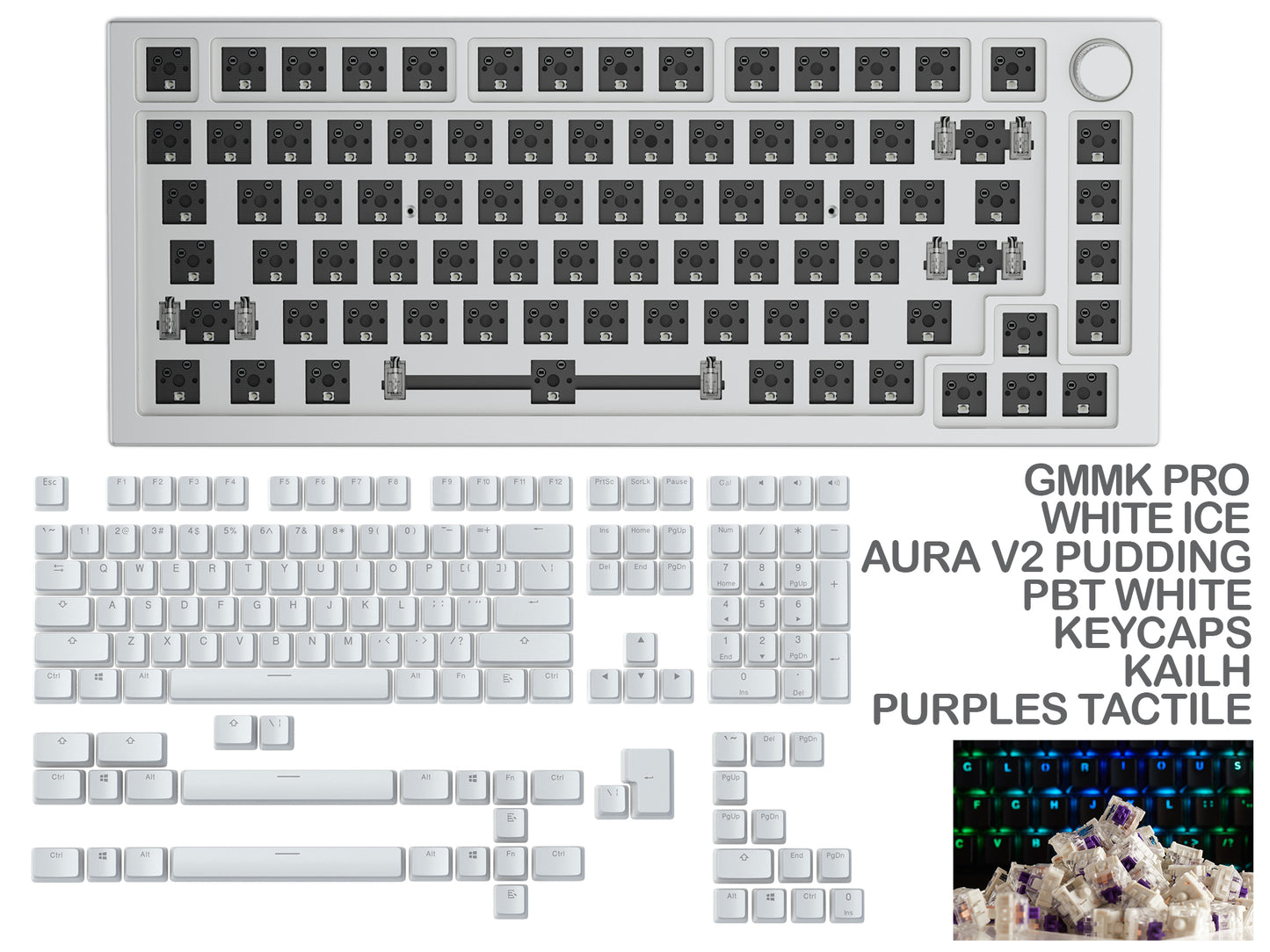 Glorious Gmmk Pro White Ice Prebuilt Keyboard