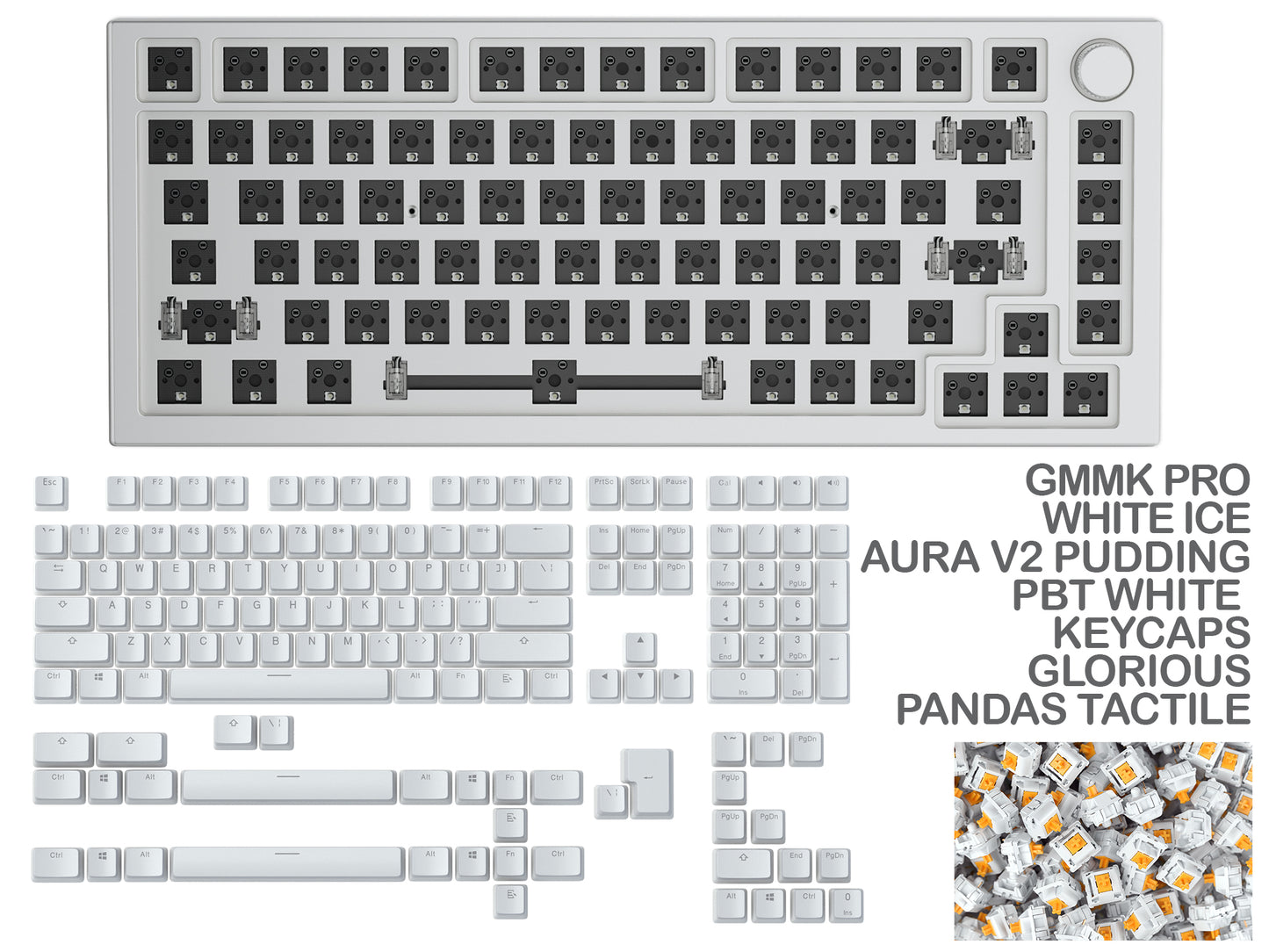 GLORIOUS GMMK PRO WHITE ICE PREBUILT KEYBOARD