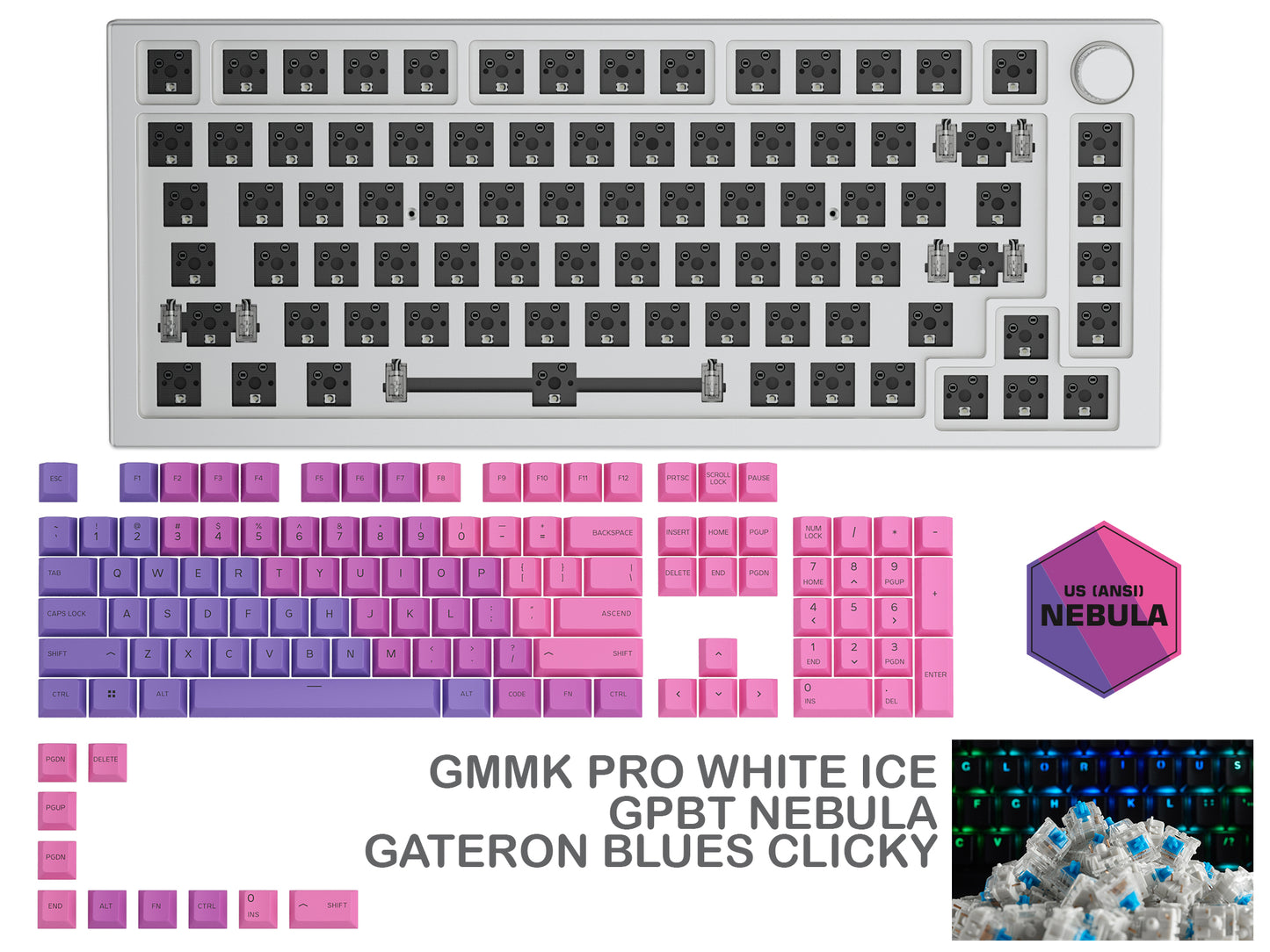 Glorious Gmmk Pro White Ice Prebuilt Keyboard
