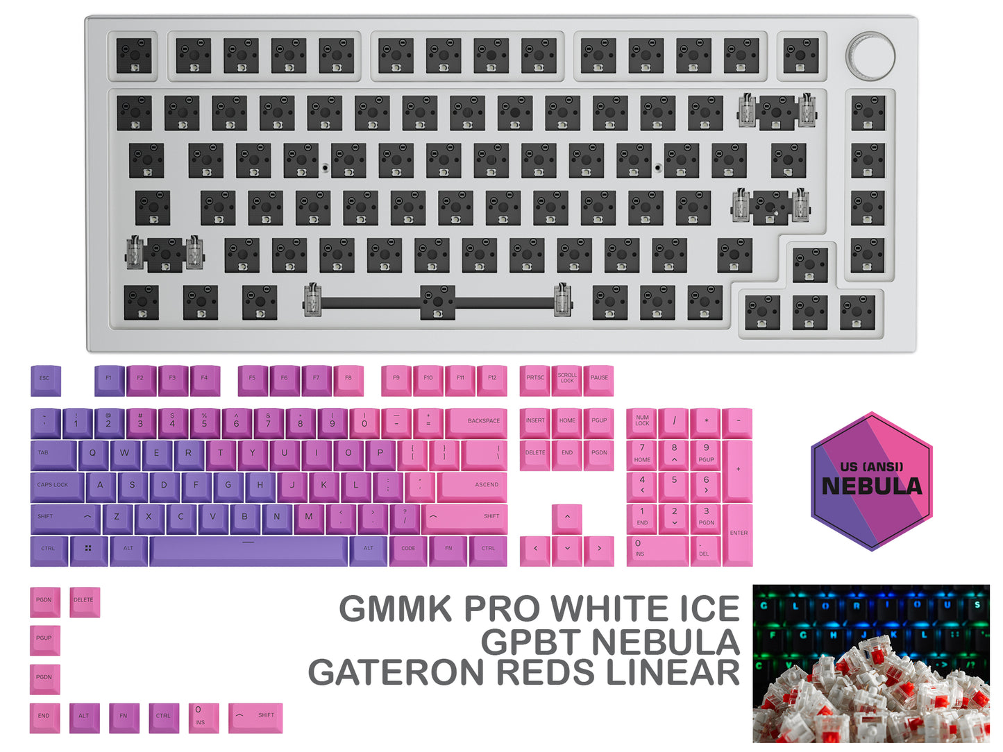 Glorious Gmmk Pro White Ice Prebuilt Keyboard
