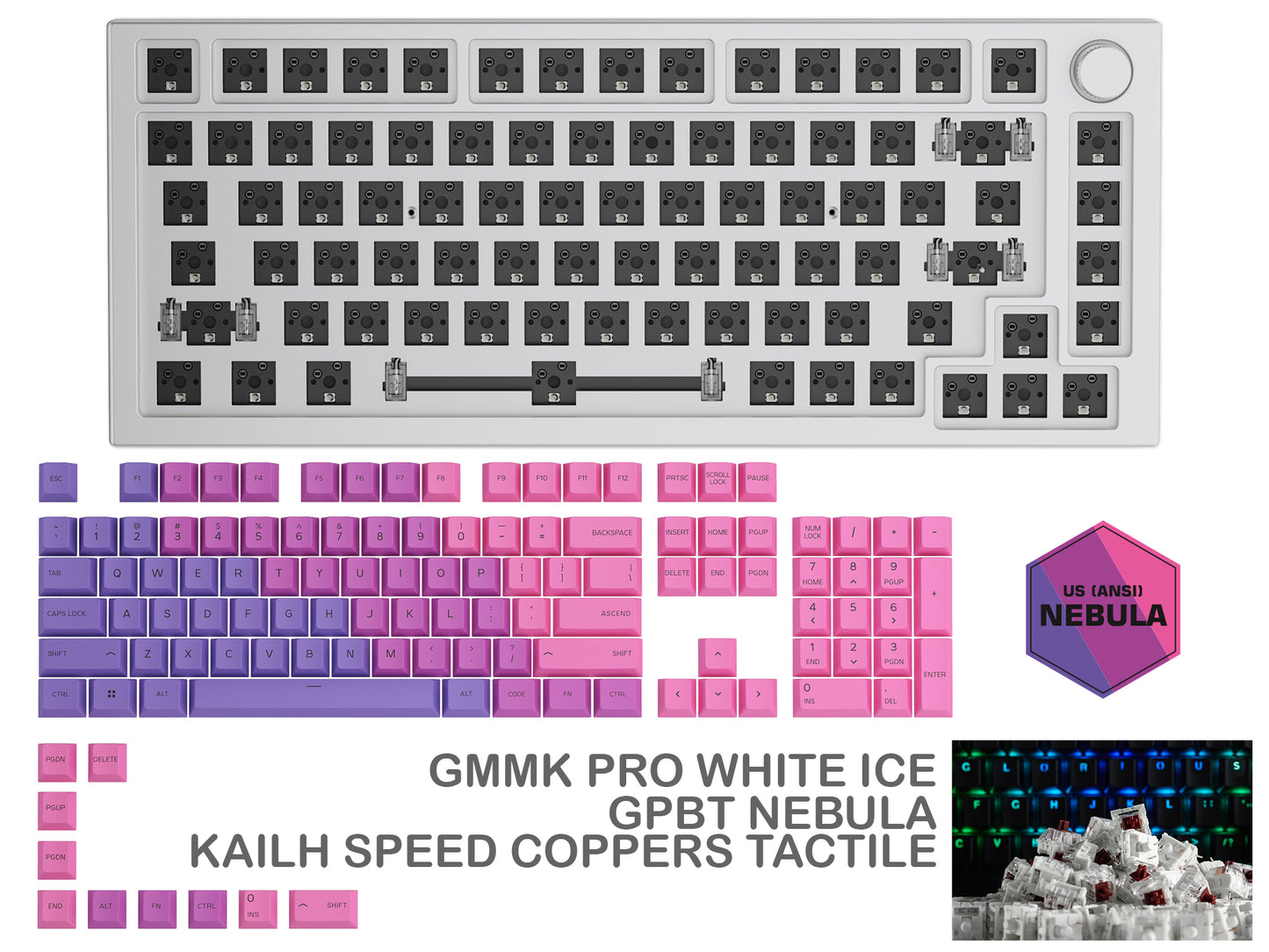 GLORIOUS GMMK PRO WHITE ICE PREBUILT KEYBOARD