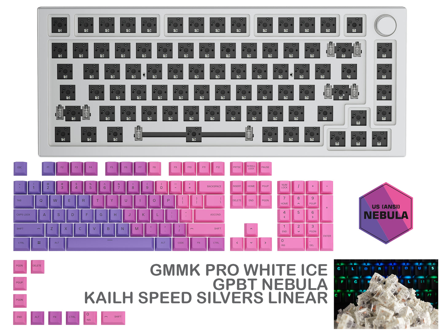 Glorious Gmmk Pro White Ice Prebuilt Keyboard