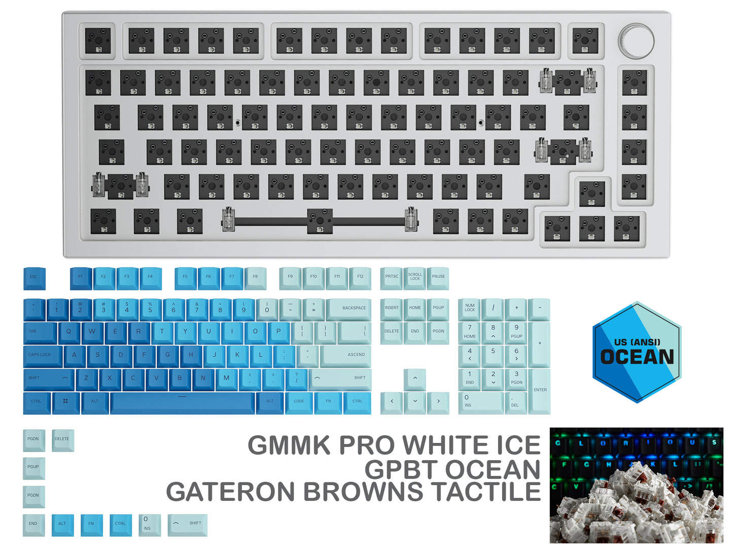 GLORIOUS GMMK PRO WHITE ICE PREBUILT KEYBOARD