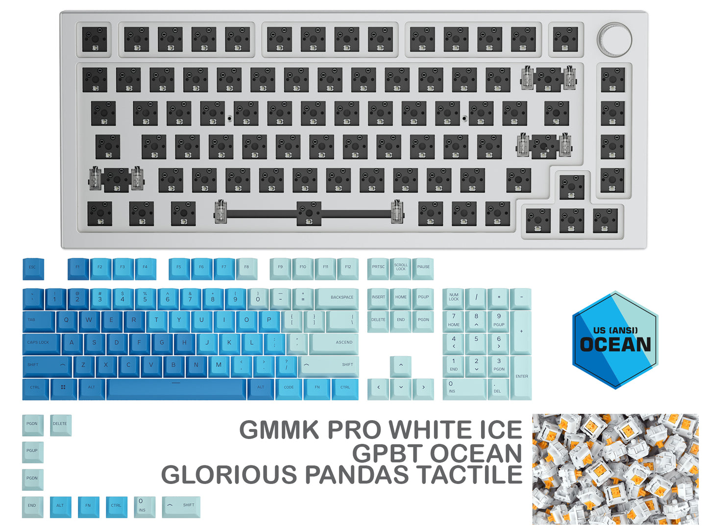 GLORIOUS GMMK PRO WHITE ICE PREBUILT KEYBOARD