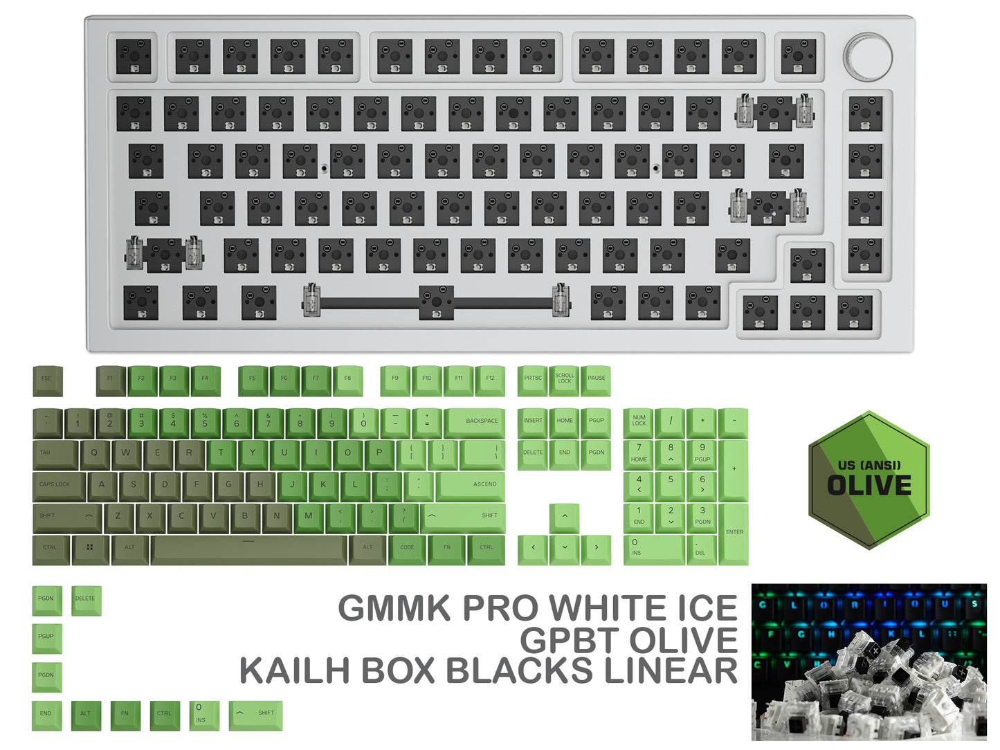 GLORIOUS GMMK PRO WHITE ICE PREBUILT KEYBOARD