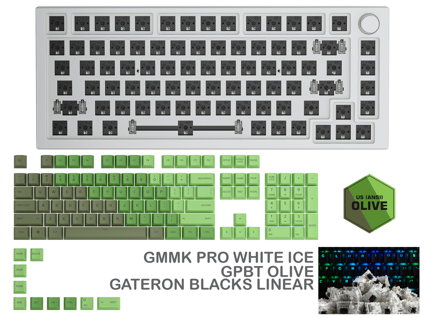 GLORIOUS GMMK PRO WHITE ICE PREBUILT KEYBOARD