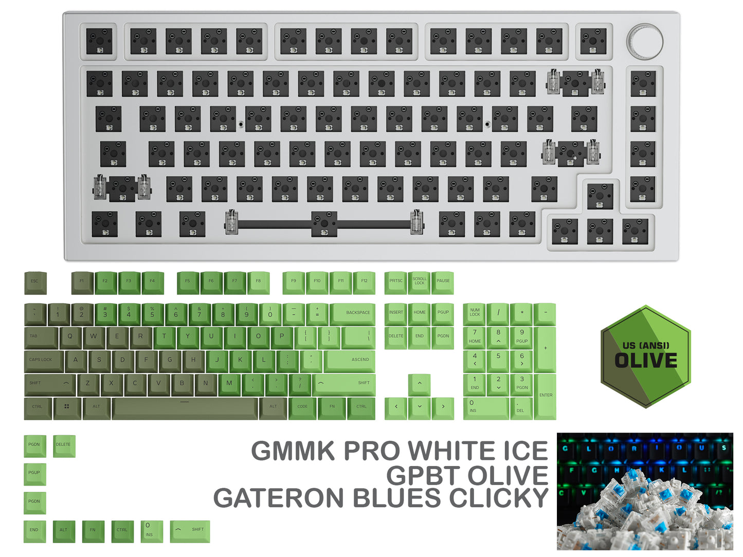 Glorious Gmmk Pro White Ice Prebuilt Keyboard