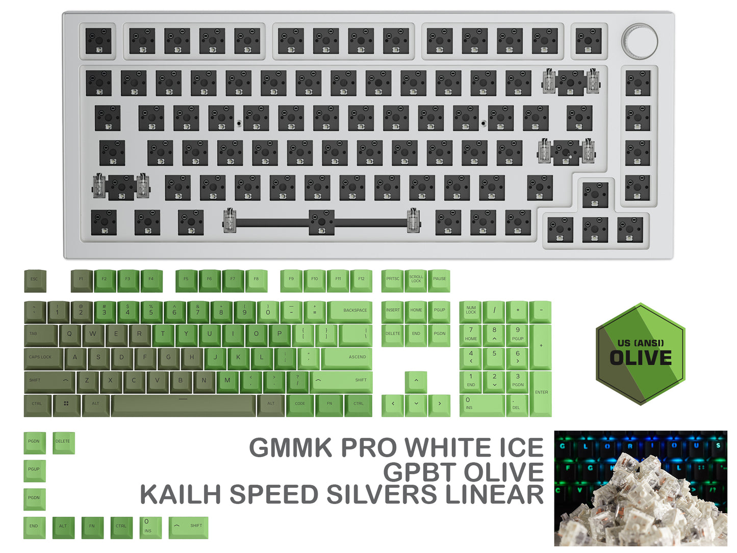 GLORIOUS GMMK PRO WHITE ICE PREBUILT KEYBOARD