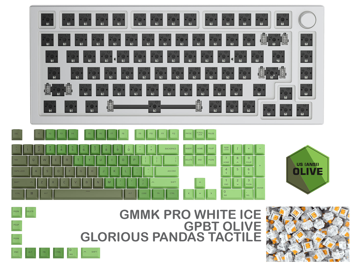 GLORIOUS GMMK PRO WHITE ICE PREBUILT KEYBOARD